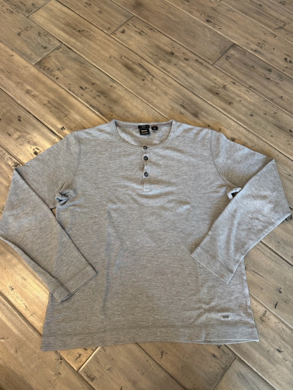 Boss men’s Grey Slim Fit Henley size large - Picture 2 of 5